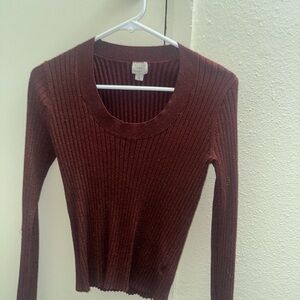 a new day Women's Ribbed Crew Neck Sweater - Brown